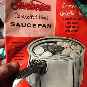 VTg 1950’s Sunbeam Controlled Heat Electric Saucepan complete Pan Booklet & Lid